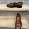 IMG_1216 BV Men's Full-Grain Leather Loafers, Hand-Stitched - Scaled Elegance