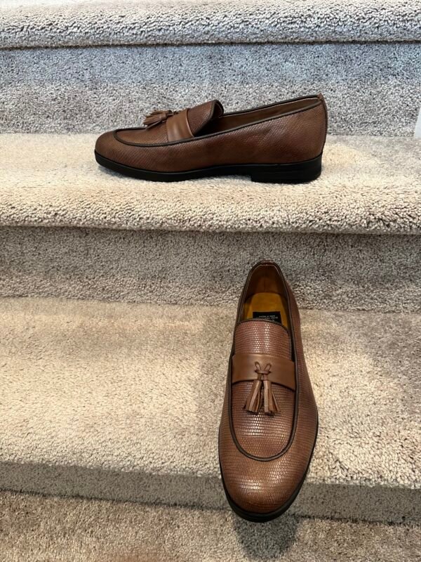 IMG_1216 BV Men's Full-Grain Leather Loafers, Hand-Stitched - Scaled Elegance