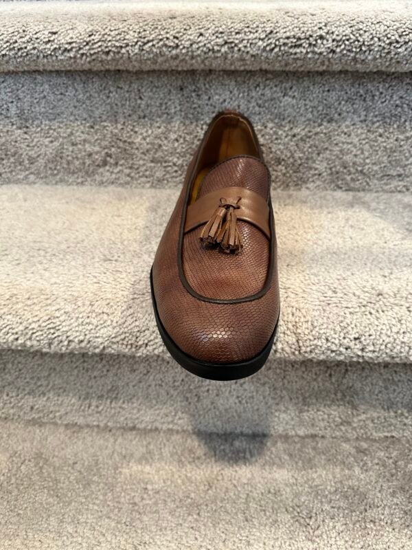 IMG_1219 BV Men's Full-Grain Leather Loafers, Hand-Stitched - Scaled Elegance