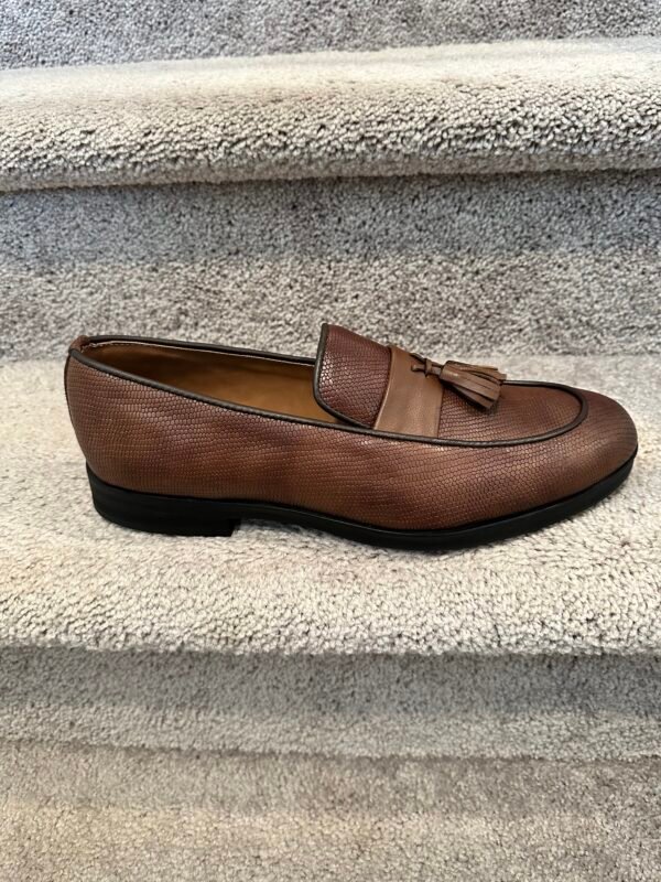 IMG_1220 BV Men's Full-Grain Leather Loafers, Hand-Stitched - Scaled Elegance