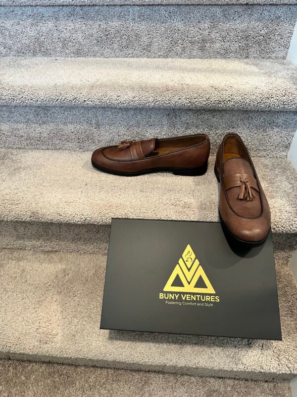 IMG_1223 BV Men's Full-Grain Leather Loafers, Hand-Stitched - Scaled Elegance