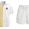 IMG_9128 2 BV Summer Button Down Set, Geometric Pattern Short Sleeve Shirt with Shorts, Anti-Wrinkle
